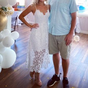 Lace A Line Midi Dress - Small